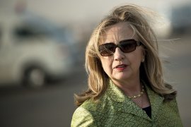 US Secretary of State Hillary Clinton is pictured at Cairo International Airport on July 15, 2012 before her departure to Egypt's coastal city of Alexandria. Clinton is visiting Egypt to meet with the nation's newly elected president and other government and civil leaders to speak about the relationship between the United States and the new democracy. AFP PHOTO/POOL/Brendan SMIALOWSKI (Photo credit should read BRENDAN SMIALOWSKI/AFP/Getty Images)